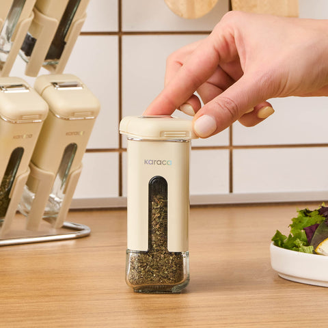 Karaca Luminous, 9-teiliges Gewürzgläser-Set, Creme