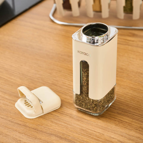 Karaca Luminous, 9-Piece Porcelain Spice Jar Set, Cream