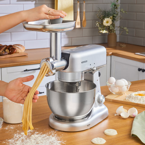 Karaca Multicast Plus Dough Kneading Machine Silver 5L with Minced Meat Grinding / Sausage / Sausage Sausage / Kibbeh / Cookie Apparatus
 