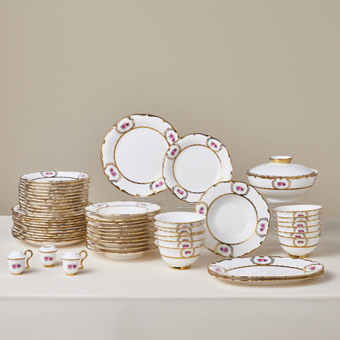 Karaca Royal Bone China Elizabeth 55-teiliges Tafelservice für 12 Personen, Gold