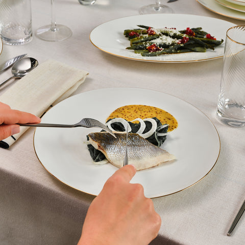 Karaca Fine Pearl Extra Chanak 55-Piece Dinner Set for 12 People, Gold