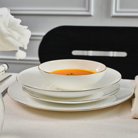 Karaca Fine Pearl Extra Chanak 55-Piece Dinner Set for 12 People, Gold