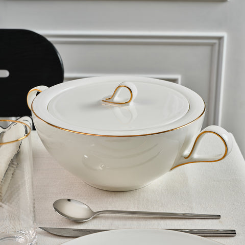 Karaca Fine Pearl Extra Chanak 55-Piece Dinner Set for 12 People, Gold