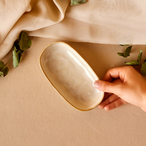 Karaca Aria Servierplatte mit Reaktivglasur, 16 cm, Beige