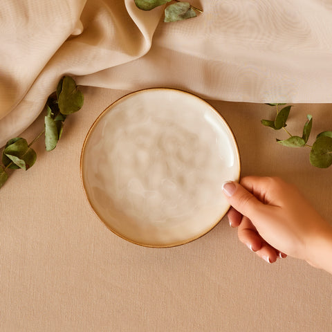 Karaca Aria Dessert-/Beilagenteller mit Reaktivglasur, 16 cm, Beige