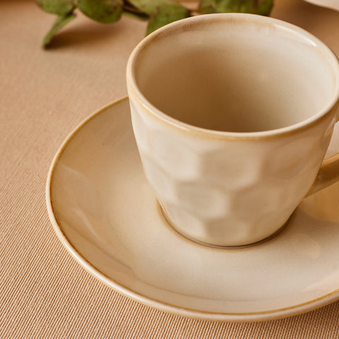 Karaca Aria Beige Reactive Koffiekopjesset voor 1 Persoon, 90 ml