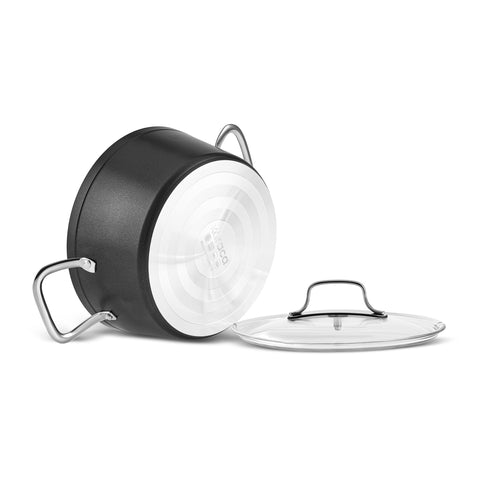 Karaca Biogranit Power-Inox Monet – 8-teiliges Topf- und Pfannenset Schwarz