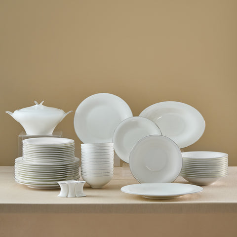 Karaca Fine Pearl Extra Argento  55-Teiliges Tafelservice Für 12 Personen, Platin