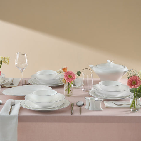 Karaca Fine Pearl Extra Argento  55-Teiliges Tafelservice Für 12 Personen, Platin