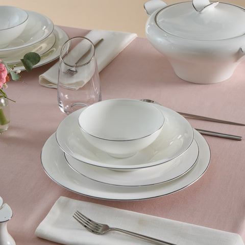 Karaca Fine Pearl Extra Argento Platin 55-Piece Dinner Set For 12 People