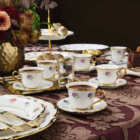 Karaca Royal Bone Diana Kaffeetassenset für 6 Personen, 90 ml