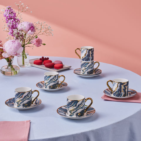 Karaca Ocean 6-teiliges Kaffeetassen-Set, 90ML