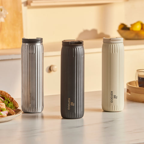 Karaca Rimo Auslaufsicherer Edelstahl-Thermos 600 ml Creme