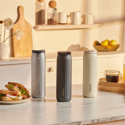 Karaca Rimo Auslaufsicherer Edelstahl-Thermos 600 ml Creme