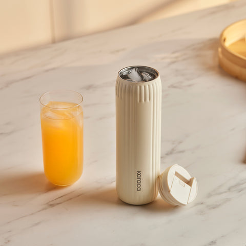 Karaca Rimo Auslaufsicherer Edelstahl-Thermos 600 ml Creme