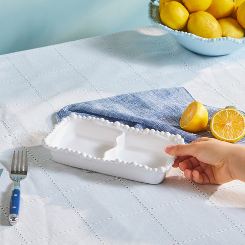 Karaca Perla Melamin-Keksdose mit Unterteilungen, rechteckig, 23 cm, weiß  Produktgröße: 23 cm