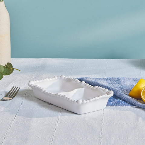 Karaca Perla Melamin-Keksdose mit Unterteilungen, rechteckig, 23 cm, weiß  Produktgröße: 23 cm