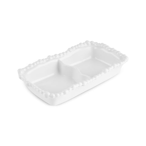 Karaca Perla Melamine Divided Cookie Jar Rectangular 23 cm White
 