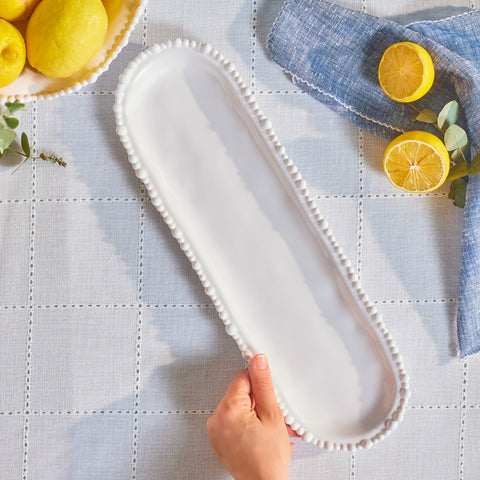 Karaca Perla, Melamin Servierplatte in Bootsform, 44cm, Weiß