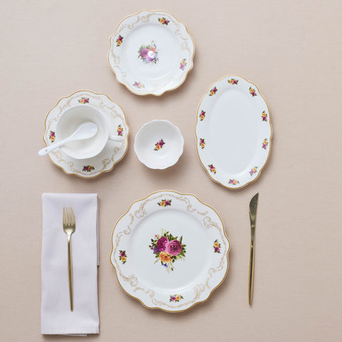 Karaca Forever Bone Antique Gold 26-Piece Breakfast Set