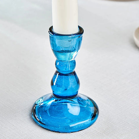 Karaca Marine Glaskerzenhalter, Blau, 6,5 x 6,5 x 9 cm