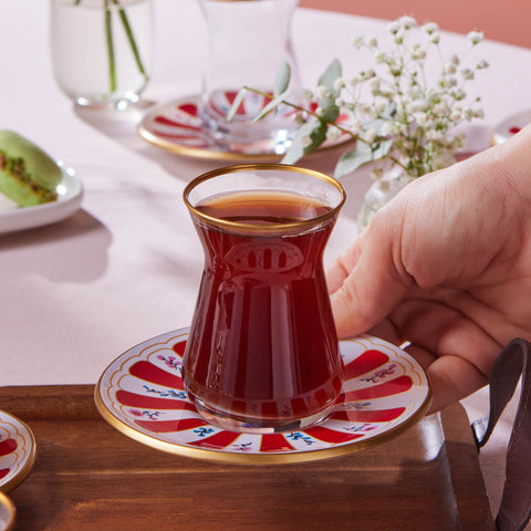 Karaca Bursa Türkisches Teeglas, 12-teilig, Rot
