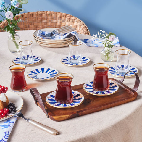 Karaca Bursa Türkisches Teeglas-Set, 12-teilig, Marineblau