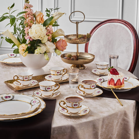 Karaca Royal Bone Elizabeth Kaffeetassenset für 6 Personen, 90 ml