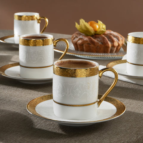 Karaca Royal Bone Victoria Kaffeetassenset für 6 Personen, 90 ml