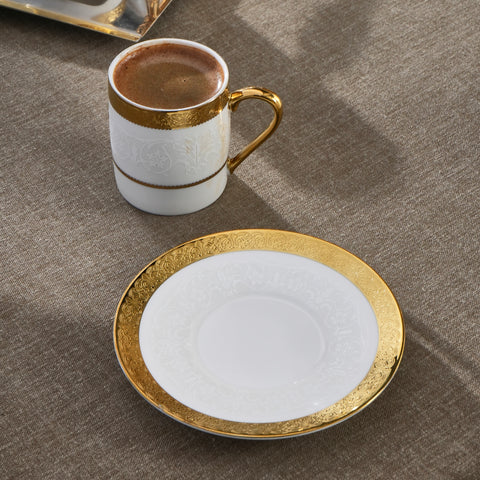 Karaca Royal Bone Victoria Kaffeetassenset für 6 Personen, 90 ml