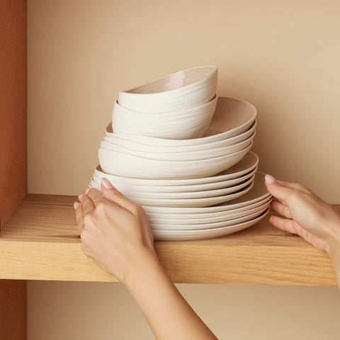 Karaca Earth Collection Rise 55-teiliges Tafelservice für 12 Personen, Cream