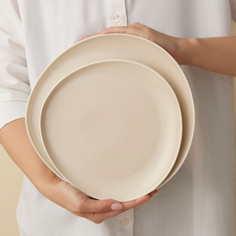 Karaca Earth Collection Rise 55-teiliges Tafelservice für 12 Personen, Cream