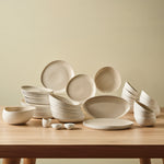 Karaca Earth Collection Rise 55-teiliges Tafelservice für 12 Personen, Cream