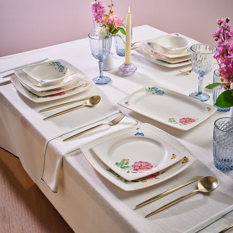 Karaca Square Bone Velora 53-teiliges Tafelservice für 12 Personen