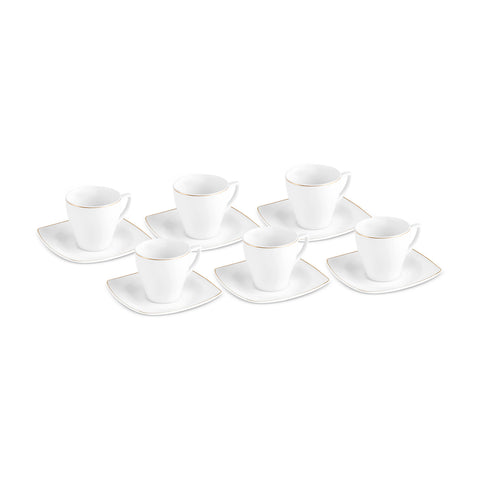 Karaca Jamie 6 Kişilik 12 Parça Porselen Espresso ve Türk Kahvesi Fincanı Seti, 90 ml, Beyaz