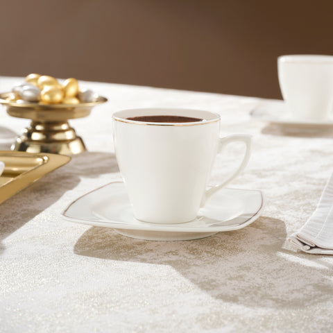 Karaca Jamie 6 Kişilik 12 Parça Porselen Espresso ve Türk Kahvesi Fincanı Seti, 90 ml, Beyaz