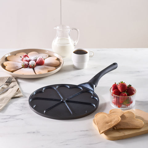 Karaca Fluffy Love Antihaft-Pfannkuchenpfanne mit Induktionskeramikbeschichtung, 26 cm, schwarz