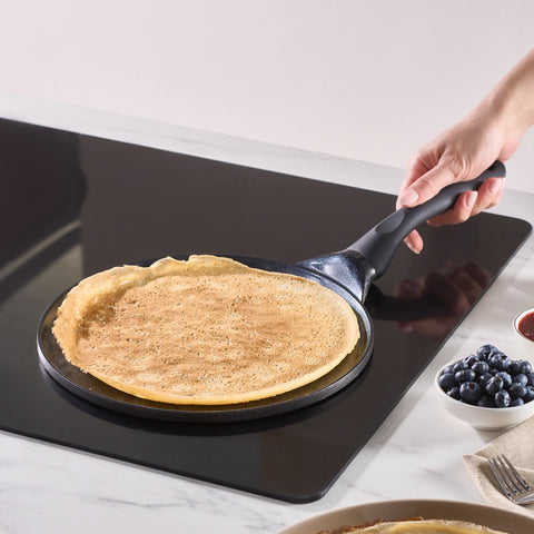 Karaca Fluffy Antihaft-Induktionspfanne mit Keramikbeschichtung für Crêpes und Pfannkuchen, 26 cm, schwarz