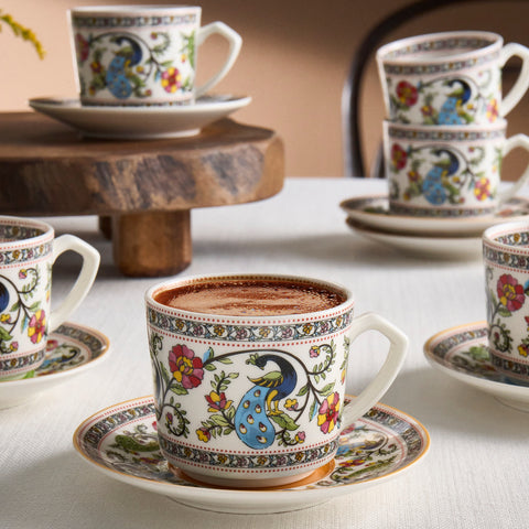 Karaca Yasemen 12-teiliges Bone China Espresso Türkisch-Kaffeetassen-S