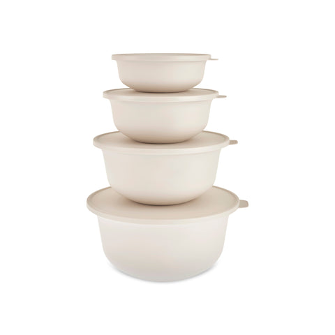 Karaca Forbs 4-teiliges 2 in 1 Aufbewahrungsbehälter-Set, Creme