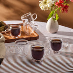 Karaca Olivier 6-piece double-walled espresso and Turkish coffee cup set for 6 people, 80 ml, clear