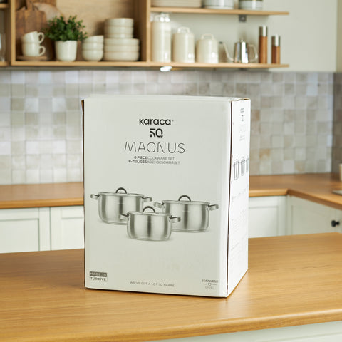 Karaca Magnus XLarge 6-teiliges Edelstahl-Topfset mit Induktionsboden