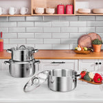 Karaca Magnus XLarge 6-teiliges Edelstahl-Topfset mit Induktionsboden