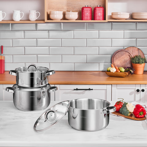 Karaca Magnus XLarge 6-teiliges Edelstahl-Topfset mit Induktionsboden