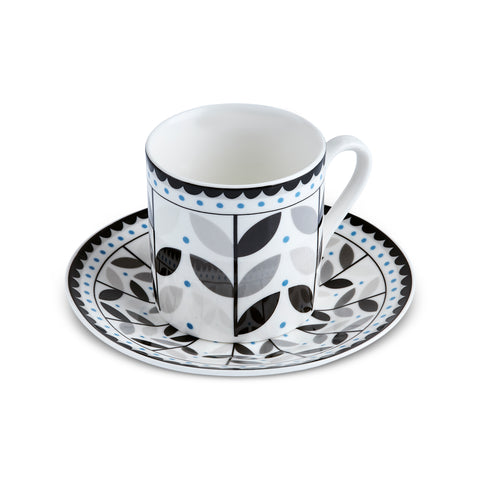 Karaca Tracy Gold 12-teiliges Bone China Espresso Türkisch-Kaffeetassen-Set für 6 Personen, 80 ml, Mehrfarbig