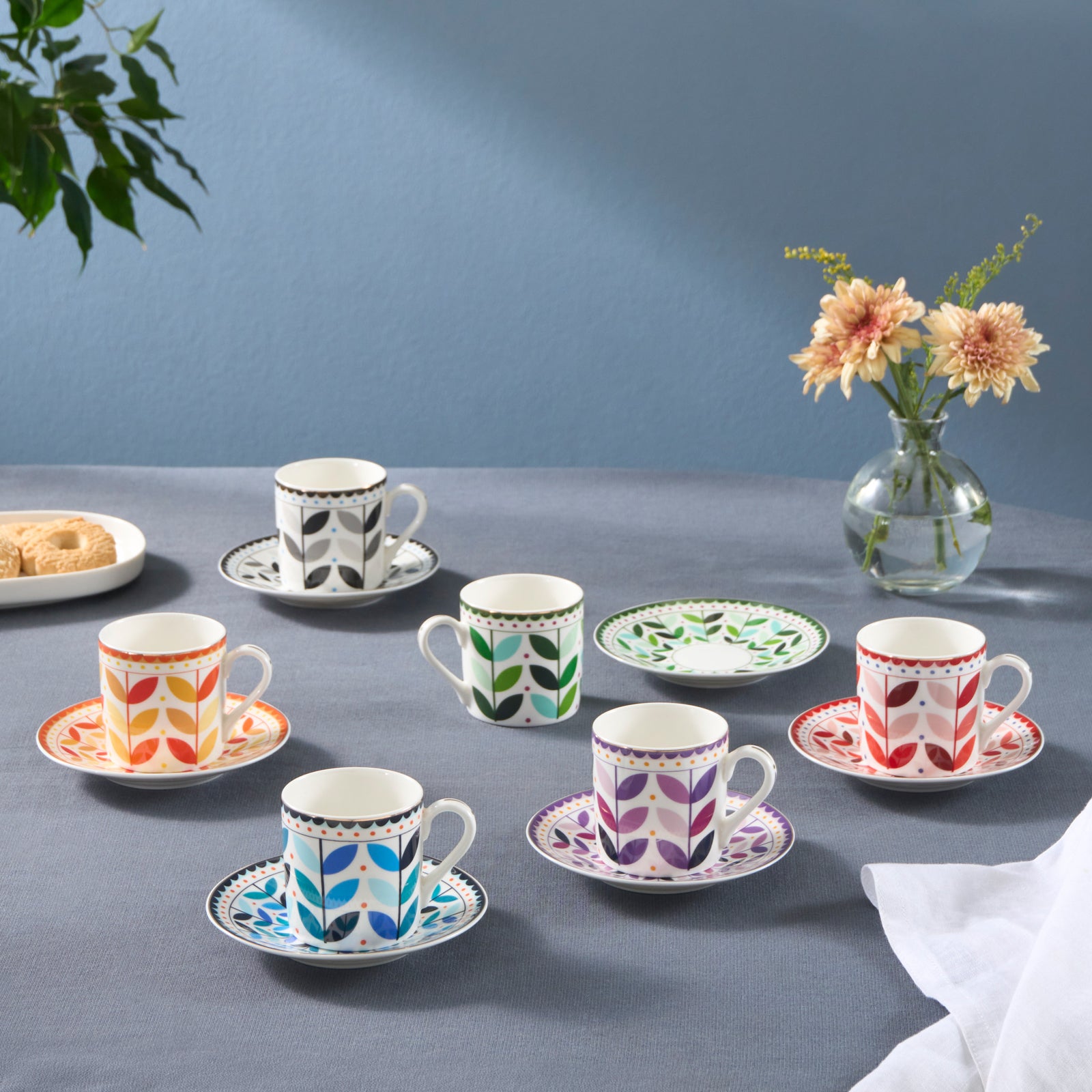 Karaca Tracy Gold 12-Piece Bone China Espresso Turkish Coffee Cup Set