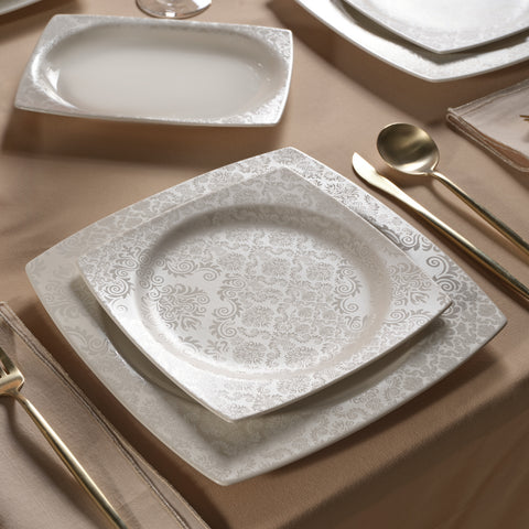 Karaca Square Bone Bridal 60-teiliges Tafelservice für 12 Personen
