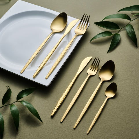 Karaca Callisto 84-Piece Cutlery Set for 12 People, Gold