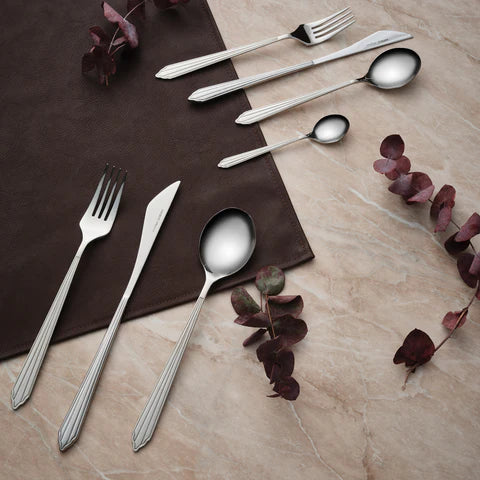 Karaca Rebellion 84 Parça 12 Kişilik Paslanmaz Çelik Çatal Kaşık Bıçak Seti, Gümüş