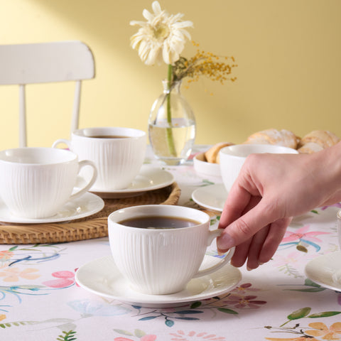 Karaca Anna Embossed Teetassen-Set für 6 Personen, 220 ml